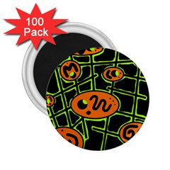 Orange And Green Abstraction 2 25  Magnets (100 Pack) 