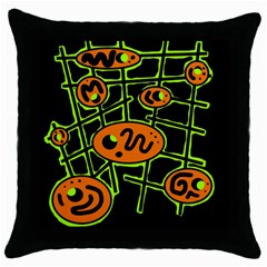 Orange And Green Abstraction Throw Pillow Case (black) by Valentinaart