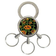 Orange And Green Abstraction 3-ring Key Chains