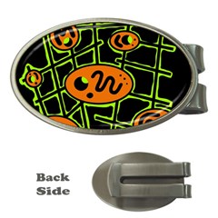 Orange And Green Abstraction Money Clips (oval) 