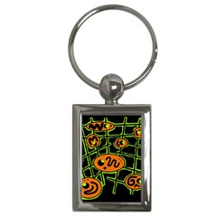 Orange And Green Abstraction Key Chains (rectangle)  by Valentinaart