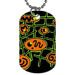 Orange And Green Abstraction Dog Tag (one Side)