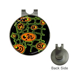 Orange And Green Abstraction Hat Clips With Golf Markers