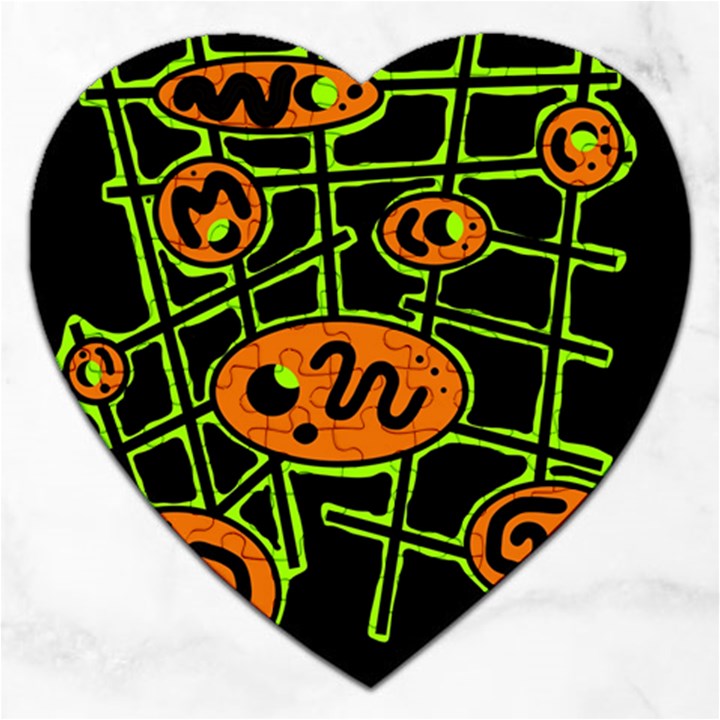 Orange and green abstraction Jigsaw Puzzle (Heart)