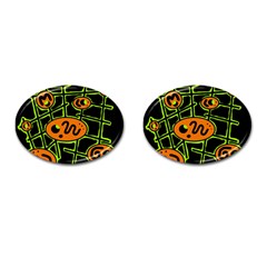 Orange And Green Abstraction Cufflinks (oval)