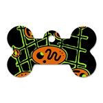 Orange and green abstraction Dog Tag Bone (One Side) Front