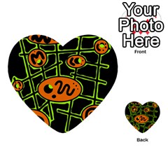 Orange And Green Abstraction Multi-purpose Cards (heart) 