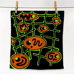 Orange And Green Abstraction Face Towel