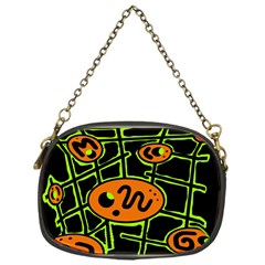 Orange And Green Abstraction Chain Purses (one Side) 