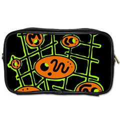 Orange And Green Abstraction Toiletries Bags 2-side by Valentinaart