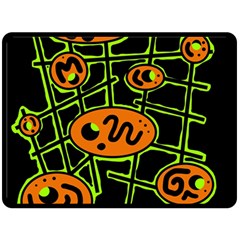 Orange And Green Abstraction Fleece Blanket (large) 