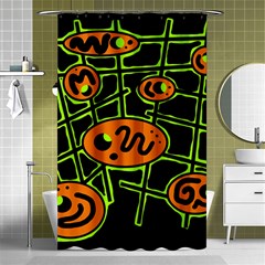 Orange And Green Abstraction Shower Curtain 48  X 72  (small) 