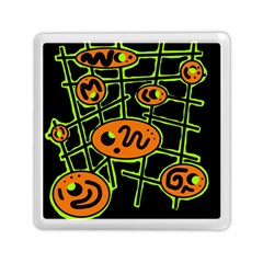 Orange And Green Abstraction Memory Card Reader (square) 