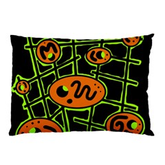 Orange And Green Abstraction Pillow Case (two Sides) by Valentinaart