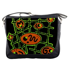 Orange And Green Abstraction Messenger Bags