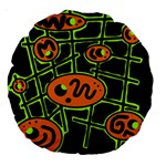 Orange and green abstraction Large 18  Premium Round Cushions Back