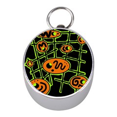 Orange And Green Abstraction Mini Silver Compasses