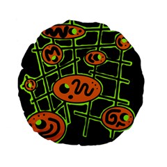 Orange And Green Abstraction Standard 15  Premium Flano Round Cushions