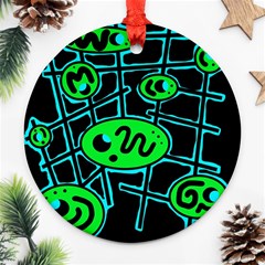 Green And Blue Abstraction Ornament (round) 