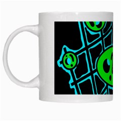 Green And Blue Abstraction White Mugs by Valentinaart