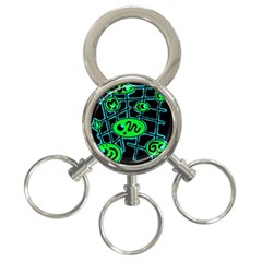 Green And Blue Abstraction 3-ring Key Chains