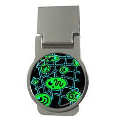 Green And Blue Abstraction Money Clips (round) 