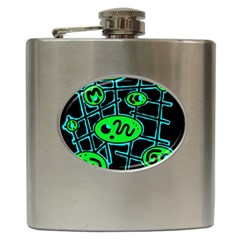 Green And Blue Abstraction Hip Flask (6 Oz) by Valentinaart