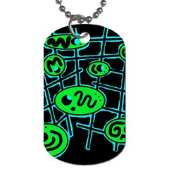 Green And Blue Abstraction Dog Tag (two Sides)