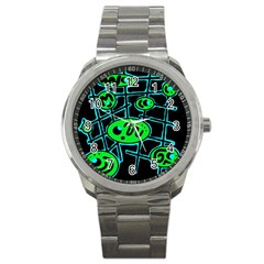 Green And Blue Abstraction Sport Metal Watch