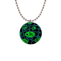 Green And Blue Abstraction Button Necklaces by Valentinaart