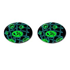 Green And Blue Abstraction Cufflinks (oval) by Valentinaart