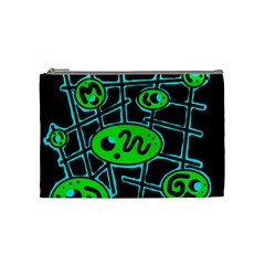 Green And Blue Abstraction Cosmetic Bag (medium)  by Valentinaart