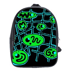 Green And Blue Abstraction School Bags(large) 