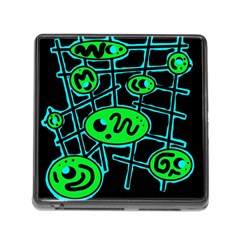 Green And Blue Abstraction Memory Card Reader (square)