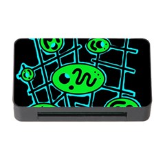 Green And Blue Abstraction Memory Card Reader With Cf