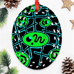 Green And Blue Abstraction Ornament (oval Filigree) 