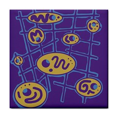 Purple And Yellow Abstraction Tile Coasters by Valentinaart