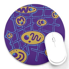 Purple And Yellow Abstraction Round Mousepads