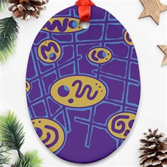 Purple And Yellow Abstraction Ornament (oval)  by Valentinaart