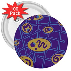 Purple And Yellow Abstraction 3  Buttons (100 Pack) 