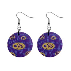 Purple And Yellow Abstraction Mini Button Earrings