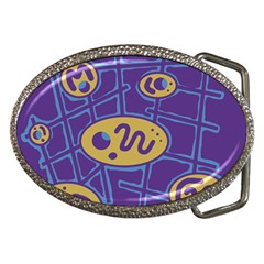 Purple And Yellow Abstraction Belt Buckles