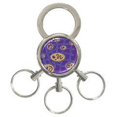 Purple And Yellow Abstraction 3-ring Key Chains by Valentinaart