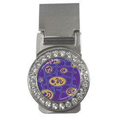 Purple And Yellow Abstraction Money Clips (cz)  by Valentinaart