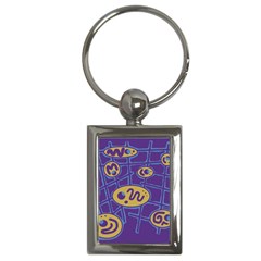 Purple And Yellow Abstraction Key Chains (rectangle) 