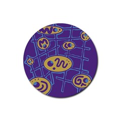 Purple And Yellow Abstraction Rubber Coaster (round) 