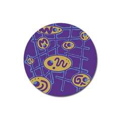 Purple And Yellow Abstraction Magnet 3  (round)