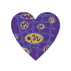 Purple And Yellow Abstraction Heart Magnet by Valentinaart