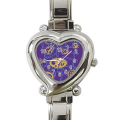 Purple And Yellow Abstraction Heart Italian Charm Watch by Valentinaart