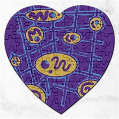 Purple And Yellow Abstraction Jigsaw Puzzle (heart)